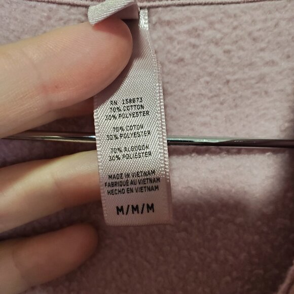 SKIMS Cotton Fleece Cropped Half Zip Sweater Sweatshirt Dusk Pink Women's Medium - Picture 11 of 13